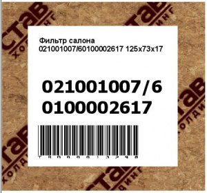 Фильтр салона 021001007/60100002617 125х73х17