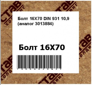 Болт 16X70 DIN 931 10,9 (аналог 3013884)